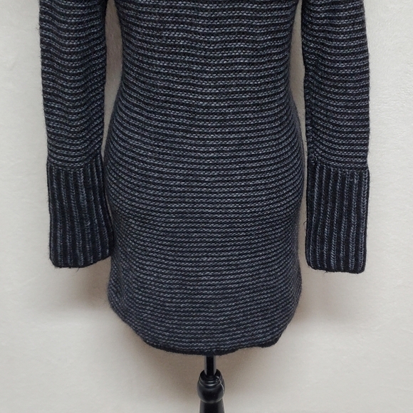 VINTAGE Italian Avante Garde Wool Alpaca Striped Knit Off-Shoulder Sweater Dress - Picture 12 of 15